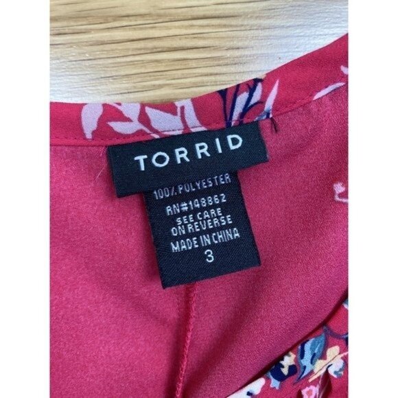 -Torrid Georgette Pink Floral Print Top Womens Plus 3 3X 22-24 Spaghetti Straps - Picture 5 of 9